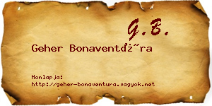 Geher Bonaventúra névjegykártya